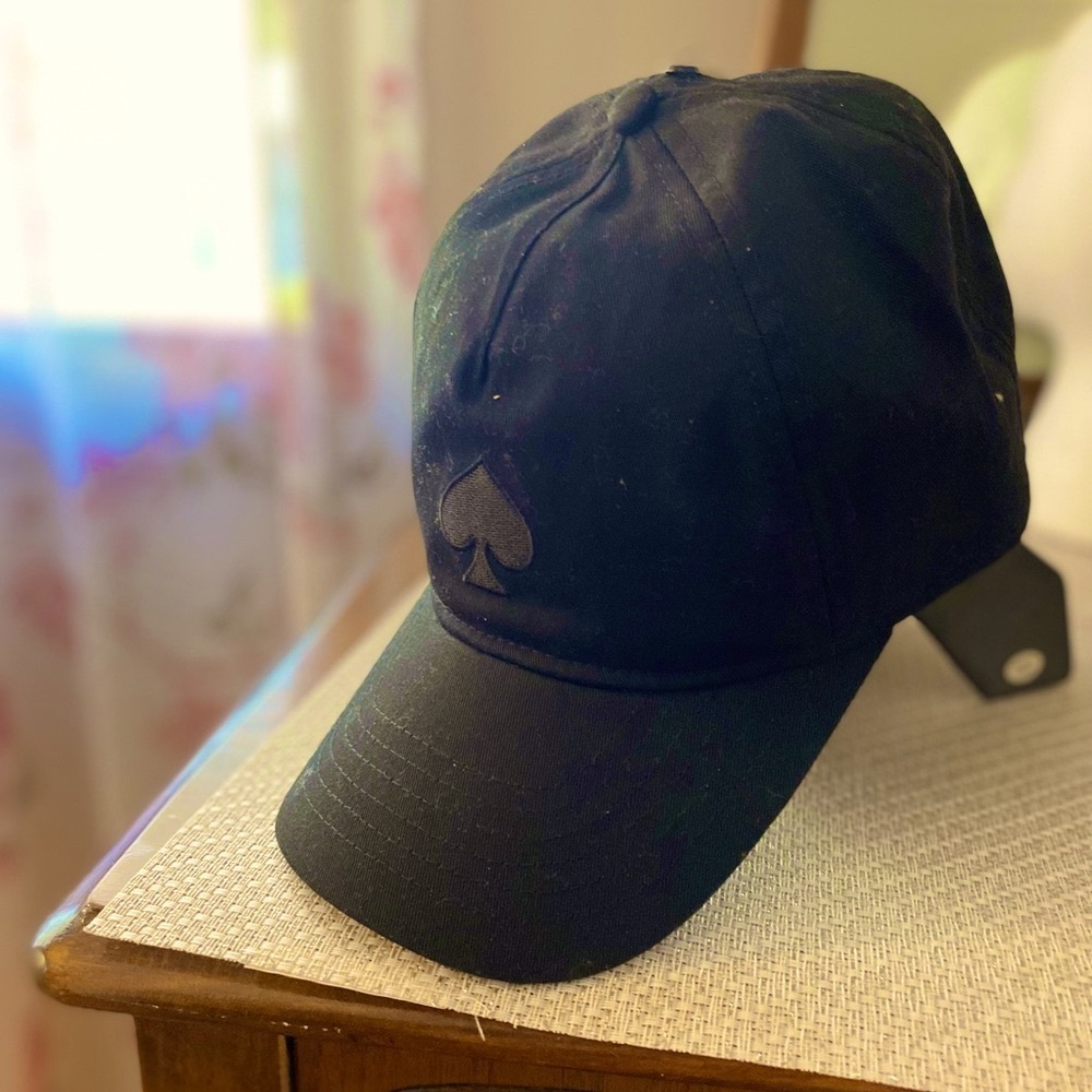 kate spade black embroidered spade baseball cap
